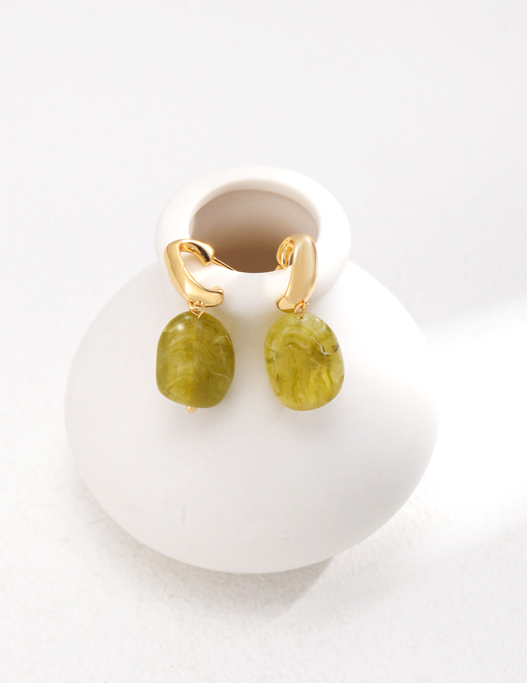 Green Resin Drop Earrings