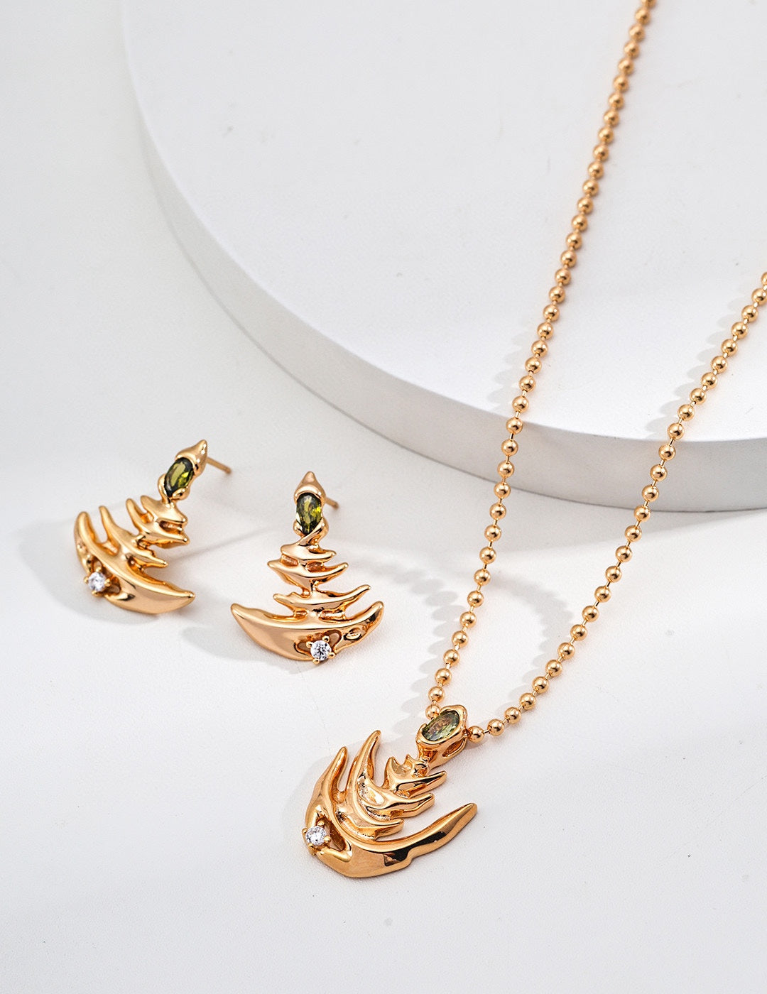 Golden Fern Pendant Necklace