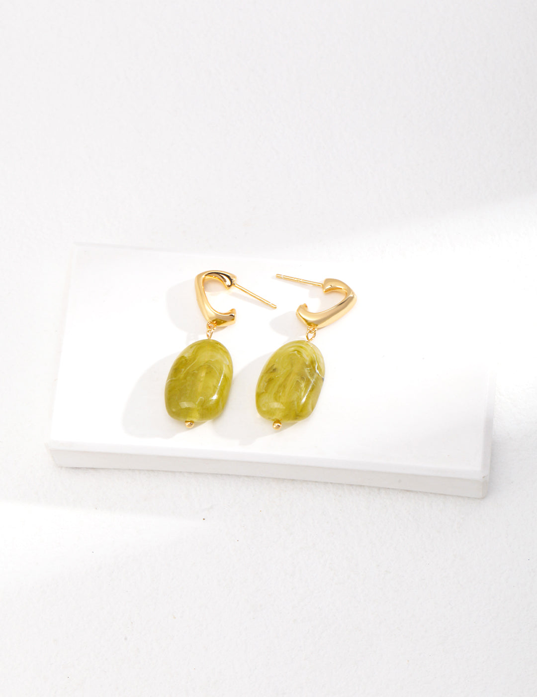 Green Resin Drop Earrings