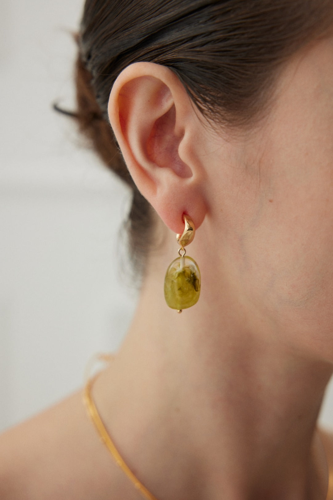Green Resin Drop Earrings
