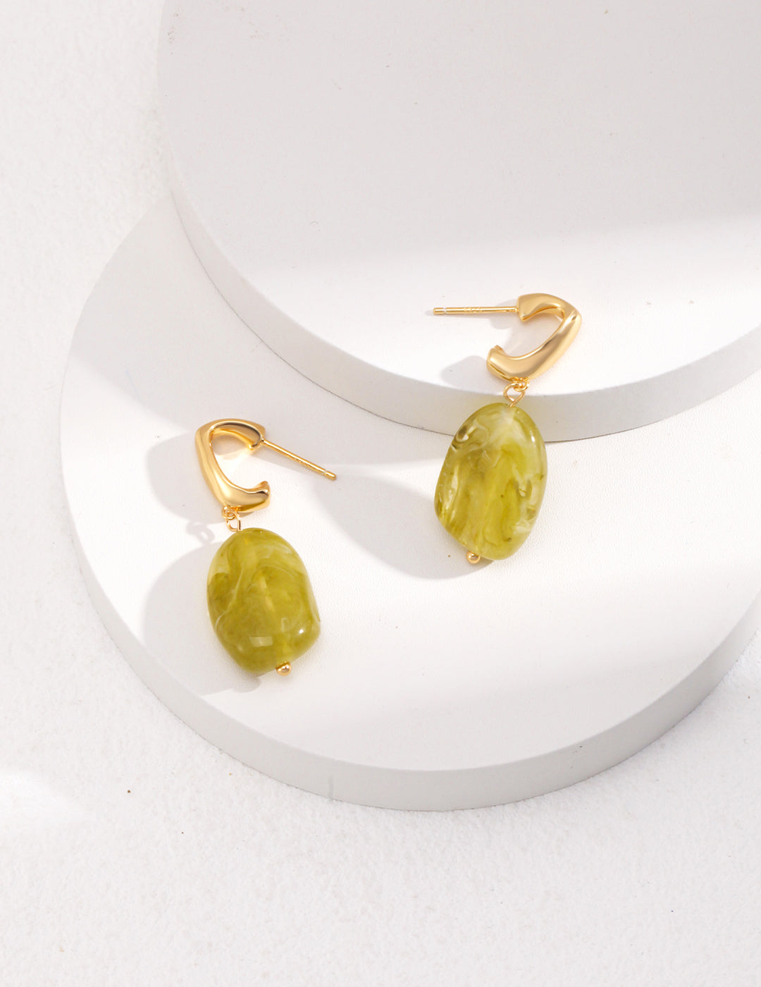 Green Resin Drop Earrings