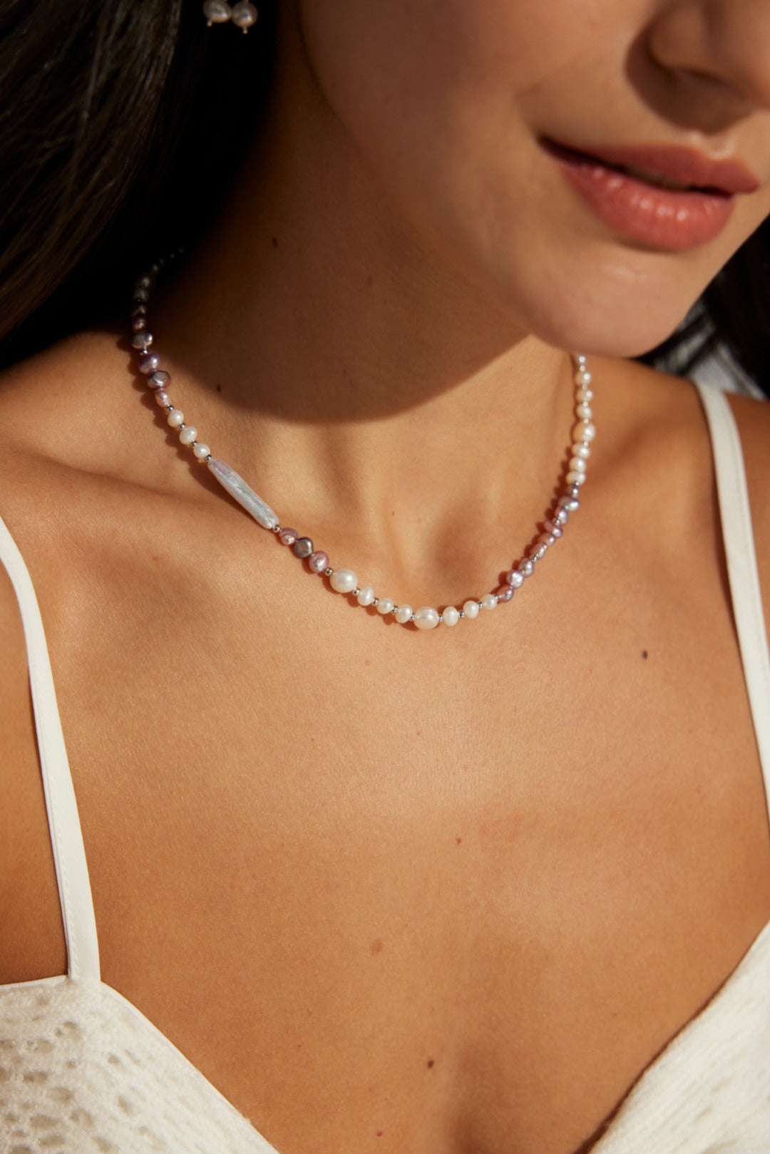 Lilac Pearl-way Necklace 38cm / 15"