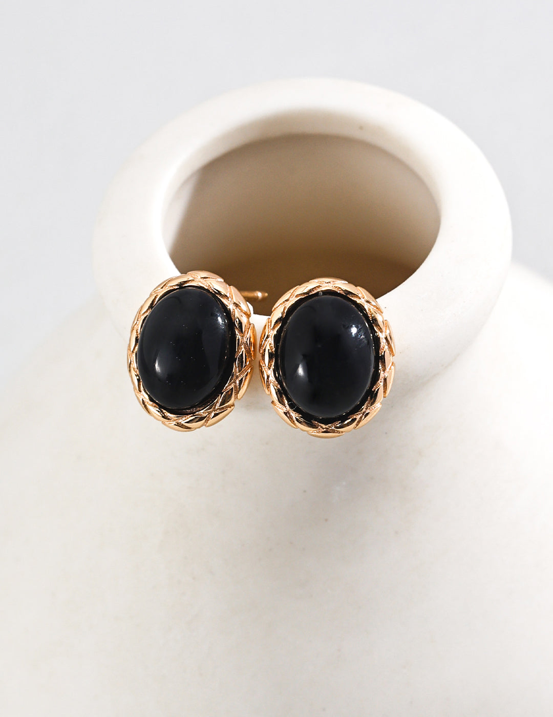 Black Onyx Crest Studs