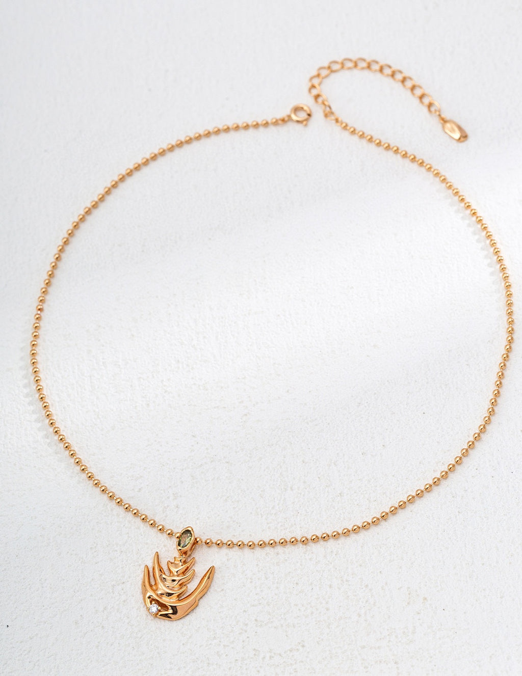 Golden Fern Pendant Necklace
