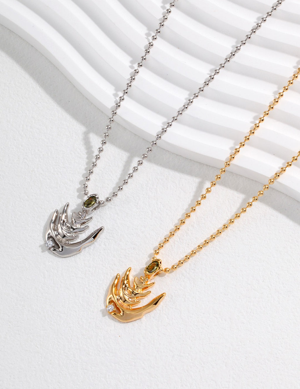 Golden Fern Pendant Necklace