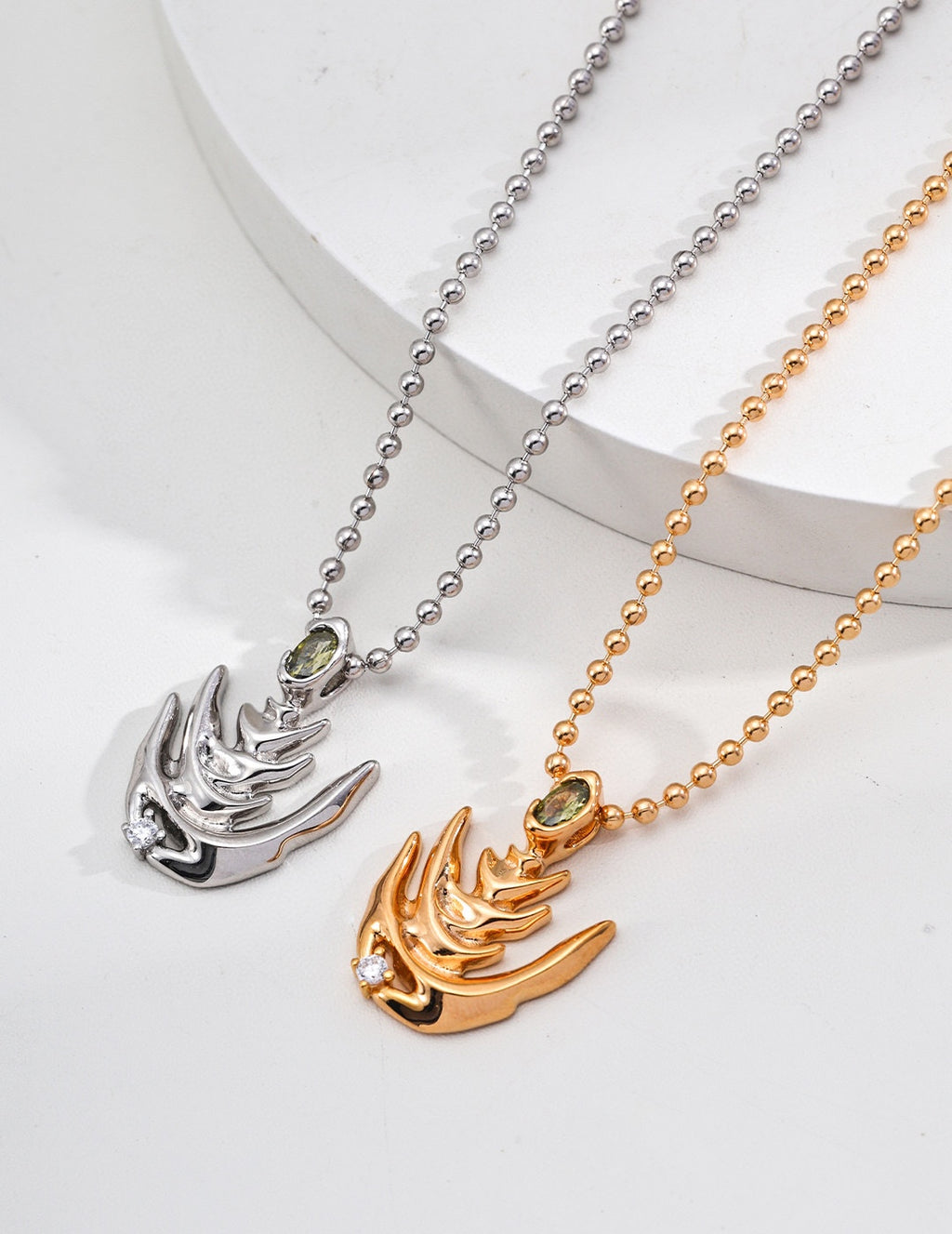 Golden Fern Pendant Necklace