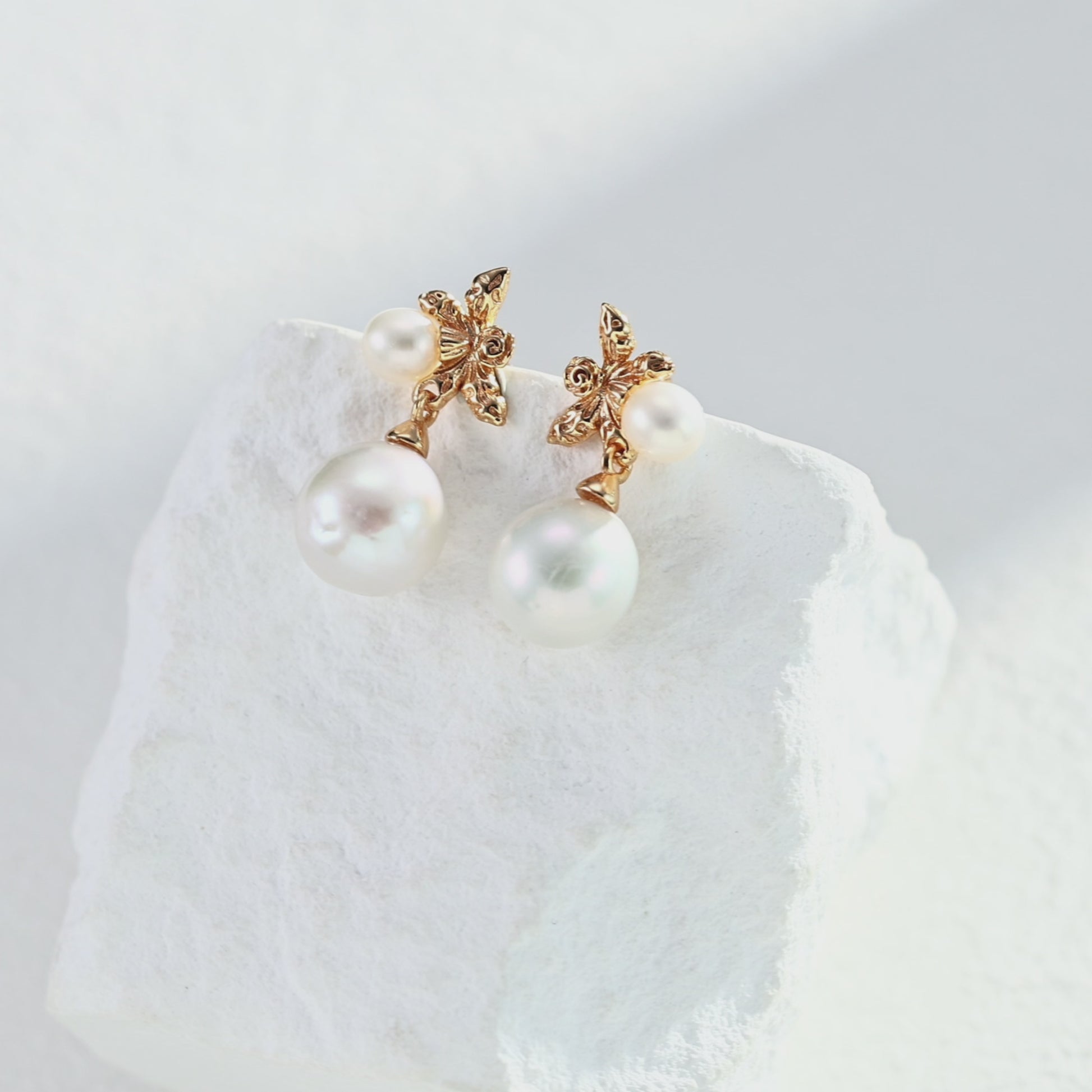 Butterfly Pearl Drop Earrings